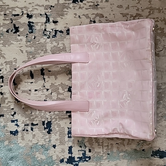 CHANEL Handbags - CHANEL Pink Nylon CC Logo Travel Line Tote Bag